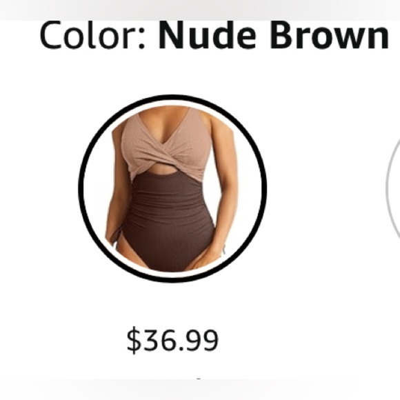 NEW- Two-Tone Swimsuit 
Cutout Tie Back Detail - Picture 5 of 8